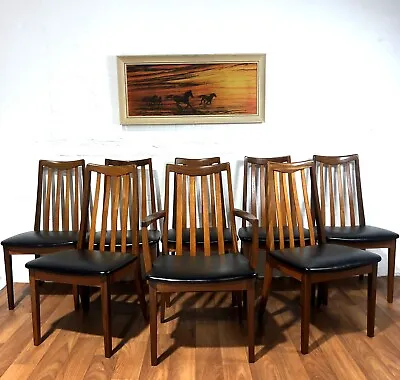 8 X Mid Century Teak G Plan ''Fresco'' Dining Chairs Incl. Carver Reupholstered • £395