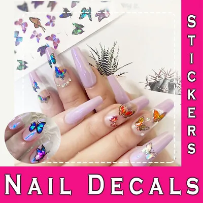 £1.99 • Buy Nail Stickers | Laser 3D Holographic Butterfly | Adhesive Manicure Art Decals