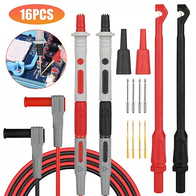 16Pcs Multimeter Wire Cable Piercing Puncture Probe Test Leads 4mm Banana Plug • $17.48