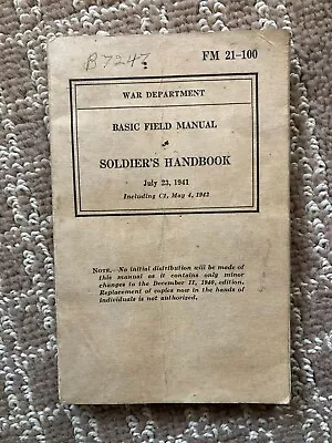 Vintage 1941 Soldier's Handbook Basic Field Manual July 23 1941 War Department • $10