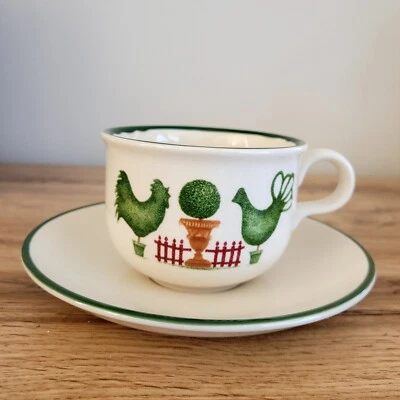 £12.99 • Buy English Pottery Cloverleaf Topiary Earthenware 4 Tea Cups & Saucers Cottagecore 