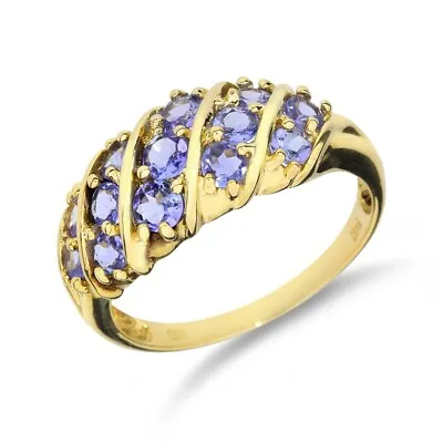 14K Yellow Gold Tanzanite Cluster Ring GR-2728 • £798.97