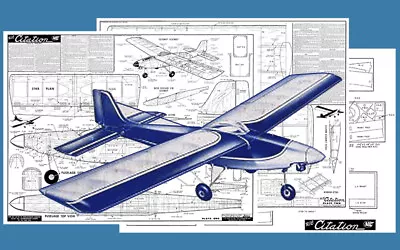 Model Airplane Plans (RC): Jetco CITATION 62  Wingspan For .35-.45 Engine • $37.60