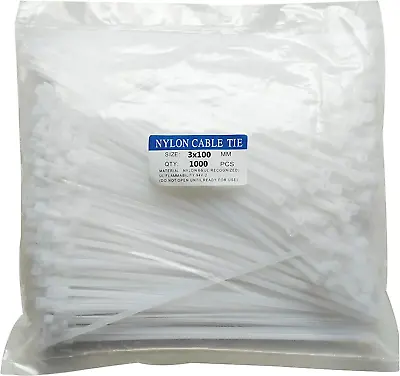 1000 Pcs 4 Inch Cable Zip Ties Heavy Duty Premium Plastic Wire Ties With 18 LBS • $9.52