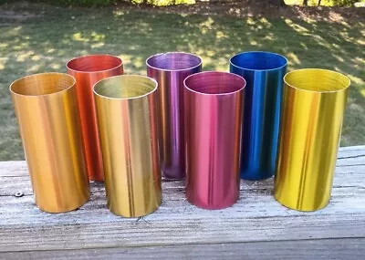 Perma Hues Vintage Set Of 7 Spun Aluminum Metal Tumbler Cups Midcentury MCM • $29.90