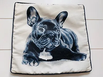 $11.24 • Buy French Bulldog Pattern Throw Pillow Cover Ivory Black/Gray 17 X 16 GUC