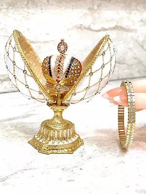 Coronation Faberge Egg Replica  24k GOLD Decor Faberge Egg Jewelry Wedding Bride • $199