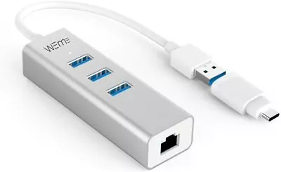 $1.27 • Buy RJ45 Network 2in1 USB C To Gigabit Ethernet Converter W/3 Port USB 3.0 Hub Lot