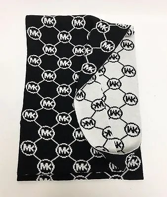 New Michael Kors Knitted Fabric White+blackmk Logoinfinityloop Scarfshawl • $74.99