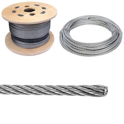 £3.49 • Buy Wire Rope Cable 1mm 1.5mm 2mm 3mm 4mm 5mm 6mm 8mm 10&12mm Steel Metal Galvanised