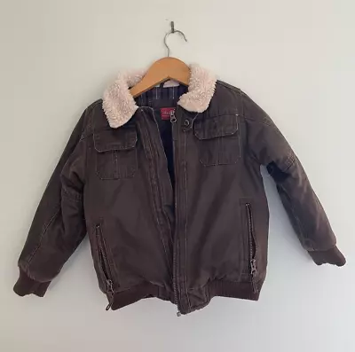 Thomas Cook Oilskin Bomber Aviator Winter Unisex Boy Kids Jacket Size 6 Sherpa • $60