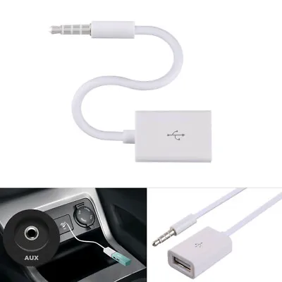 White Male AUX Audio Plug Jack To USB 2.0 Female Converter Car Adapter Cable • $1.79