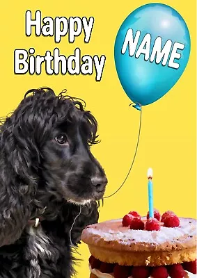 Personalised Cocker Spaniel Dog Birthday Card + Pawprint Insert  Glossy A5 Size • £3.99