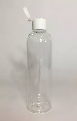 Empty 250ml PET Plastic Clear Tall Boston Bottle & White Flip Top *ANY AMOUNT* • £1.39