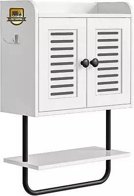 Medicine Cabinet Double Doors Bathroom Wall Cabinet With Towel Bar Adjustable  • $75.53