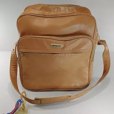 Vintage Samsonite Luggage Overnight Shoulder Bag Carry On Tan Leather • $39.60
