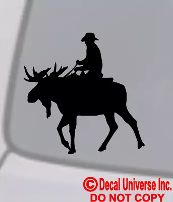 COWBOY GUY RIDING A MOOSE Vinyl Decal Sticker Car Window Wall Bumper Funny Man • $3.69