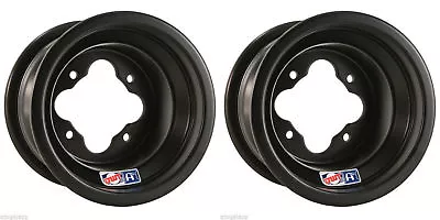 DWT Black A5 Rolled Lip ATV Rear Wheels Rims 9  9x8 4/110 3+5 TRX 450 LTR KFX • $189.95