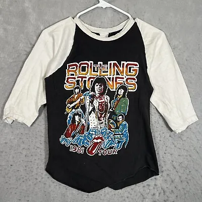 A1 Vintage 1981 The Rolling Stones Tour Band T Shirt Adult Small Black White • $169.99
