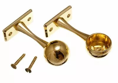 NEW 2 X Wardrobe Rod Rail End Support Brackets Brass Plated EB 19mm - Onestopdiy • £7.99