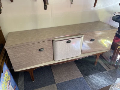 Vintage Grey Formica Sideboard  Retro Cocktail Drinks Cabinet Mid Century Teak • £69.99