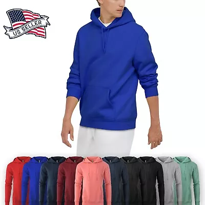 Mens Pullover Hoodie Ultra Soft Fleece Lined Cotton Hooded Sweatshirt With Lycra • $21.99