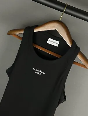Men’s Small Calvin Klein Jeans Black Ribbed Slim Fit Vest Tank Top T Shirt Euc • £19.99