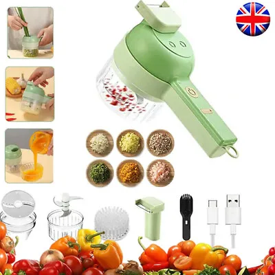 4in1 Mini Handheld Electric Vegetable Cutter Set Wireless Food Chopper Grinder • £8.48