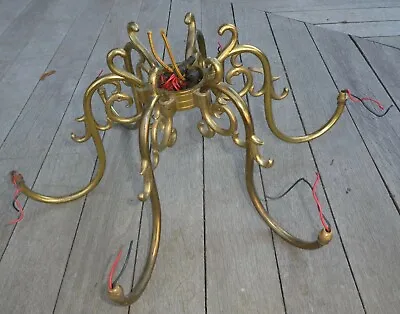 Vintage Chandelier Parts 6 Brass / Metal Arms Wired 16.5  • $99.99