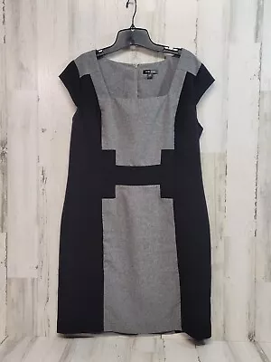 Voir Voir  Dress Women 12   Gray Black Color Block Sleeveless Back Zip  Twee • $10.50