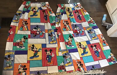£105.66 • Buy Vintage Pleated Mickey Mouse Character Curtains Disney 60” 1970’s 80’s