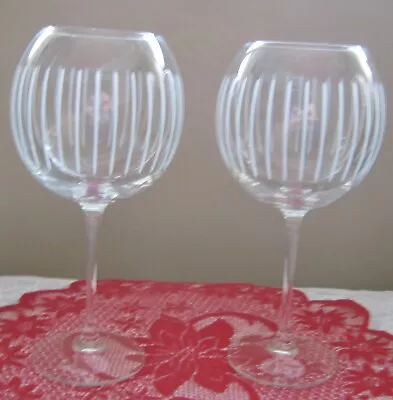 Lot Of 4 Mikasa Cheers Too Etched Balloon Goblets French Crystal  Lowest Price! • $28.90