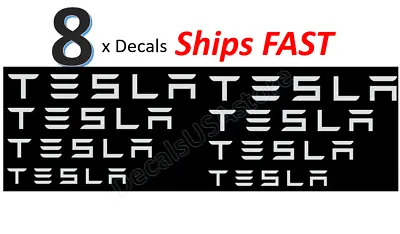 8 X Tesla Caliper Decal White Sticker - Heat Resistant - Free Shipping • $8.99