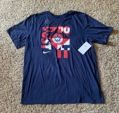 $19.99 • Buy New Nike Dri-Fit Connecticut Huskies Shirt Large Athletic UCONN Just Do It Blue