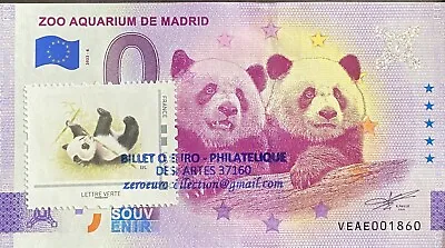 £10.84 • Buy Ticket 0 Euro Philathelique Zoo Aquarium Of Madrid Panda 2022 Number Various