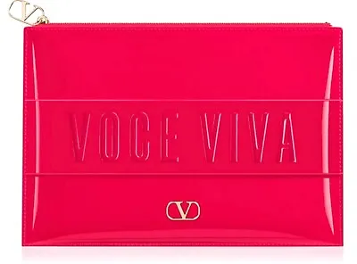 VALENTINO Bag Patent Red Voce Viva Cosmetic Makeup Clutch Envelope Purse Pouch • $34.88