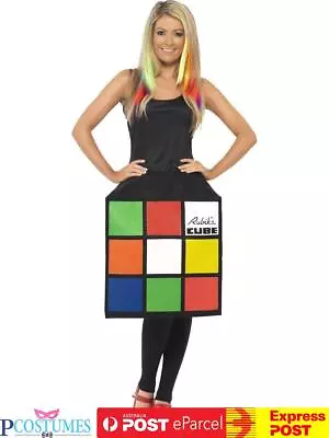 Ladies Rubik's Cube Costume Fancy Dress 80's Costume Rubix Cube Top Outfit • $54