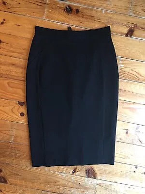 M&S Black Pencil Skirt UK 10 Smooth Heavy-weight Jersey Lined Zip Back BNWOT • £5.99