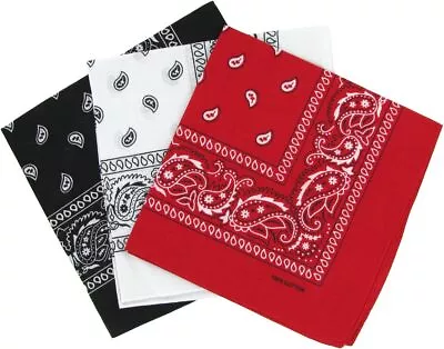 Cotton Paisley Bandana Scarf Headband 3 Pack Red White Black • £3.99