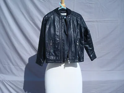 H&M Black Faux Leather  Zipper Kids Boys Girls Unisex Jacket Sz 5 - 8 • $17.99