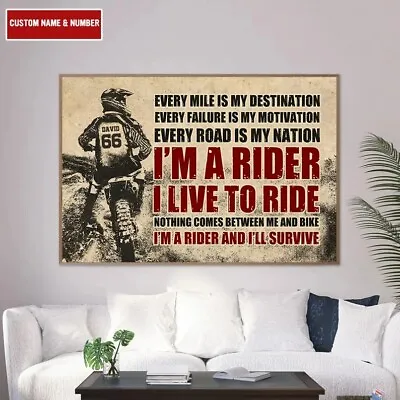 Personalized Dirt Bike Racer Poster I Live To Ride PosterMotocross Lovers Home • $14.50