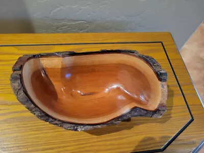 Signed Belize Altun-Ha Natural Edge Mahogany Wood Bowl • $58