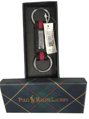NEW Polo Ralph Lauren Keychain!  Black And Red Repp Stripe  Polo Silver Emblem • $29.99