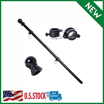 Ppeen Flag Pole Kit For Outside House 6Ft Stainless Steel Black Flagpole Wall • $13.49