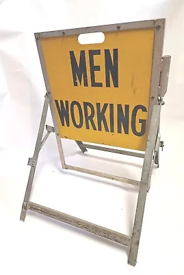 Vintage 1940s Men Working Folding Sign BELL SYSTEM Flag Holder Road Work USA • $249.99