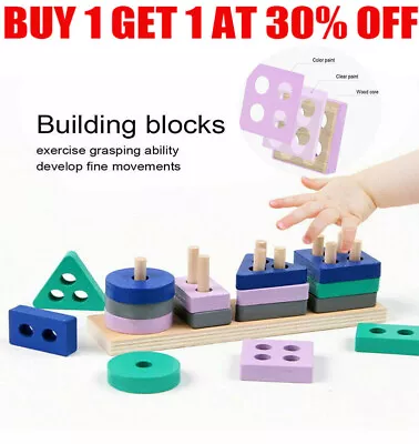 £4.79 • Buy Wooden Toys For 1 2 3 4 5 Years Lead-free Old Boys Girls Toddler Educational Lit