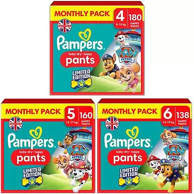 Pampers Patrol Baby Dry Nappy Diaper Pants Nappies Size4 5 6 Saving Monthly Pack • £46.49