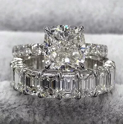 $39.99 • Buy 925 Sterling Silver Women's Diamond Created Wedding Engagement Two Ring Set C18