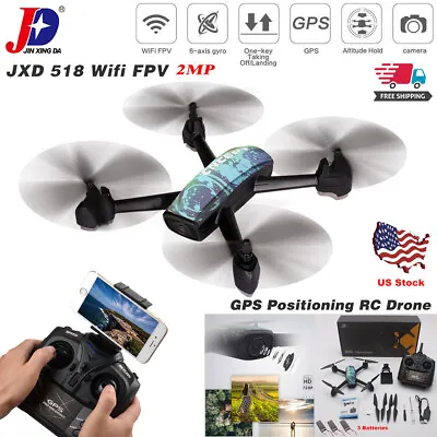 JXD RC Drone LED GPS WIFI FPV 720P HD Camera Quadcopter Headless Mode Helicopter • $20.99