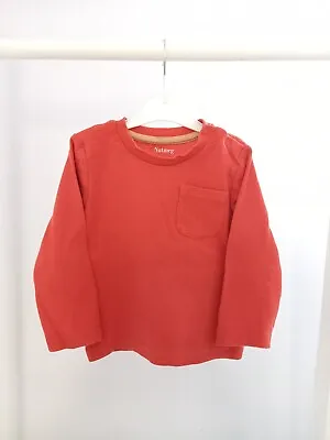 Baby Boys 12-18 Months Orange Top T-shirt Casual Clothes Plain Long Sleeve Comfy • £1.70
